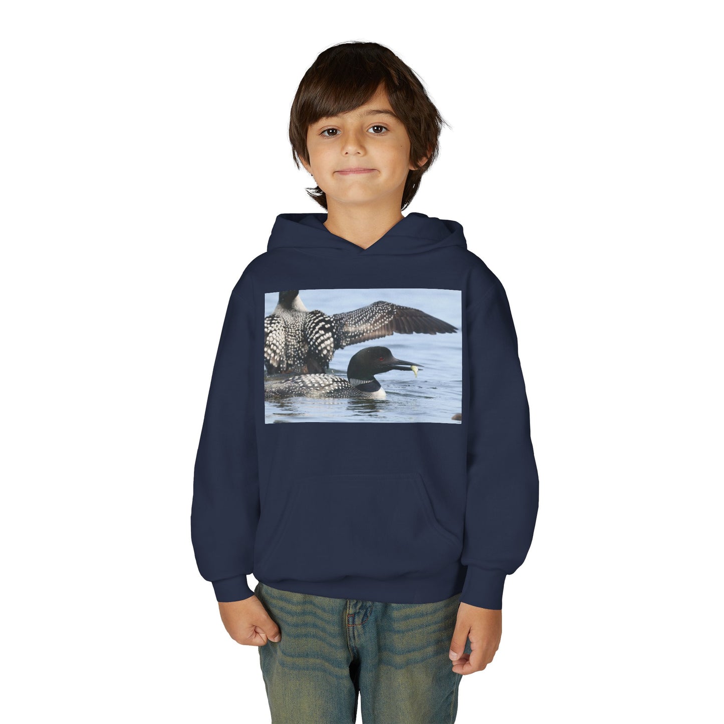 Loon Lake Youth Hoodie — Scenic Common Loon Wildlife Photo