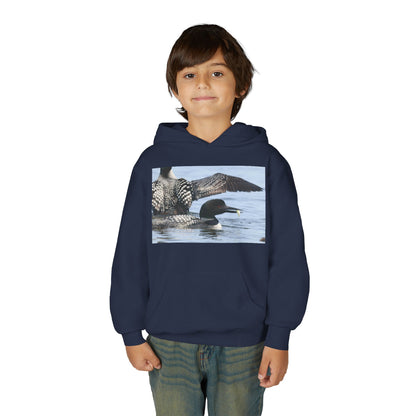 Loon Lake Youth Hoodie — Scenic Common Loon Wildlife Photo