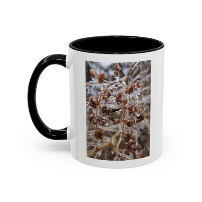 Ice-Coated Berries Accent Coffee Mug (11/15 oz) — Winter Nature Photo
