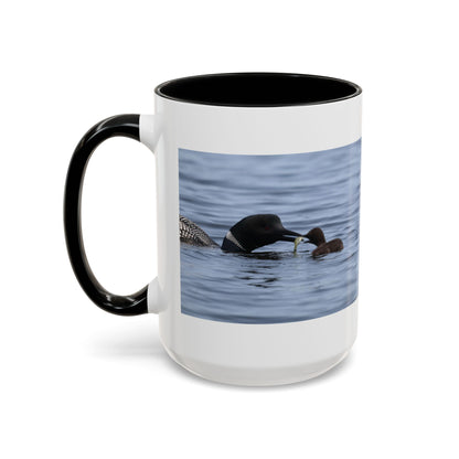 Loon Family Accent Coffee Mug — Scenic Lake Bird Photography (11/15oz)