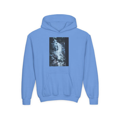 Youth Waterfall Hoodie — Scenic Nature Graphic Sweatshirt