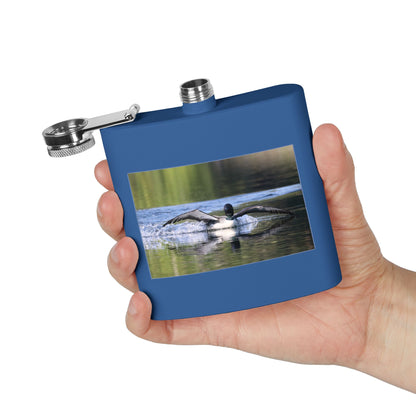 6oz Stainless Steel Flask with Diving Loon Photo – Wildlife Gift for Outdoor Enthusiasts
