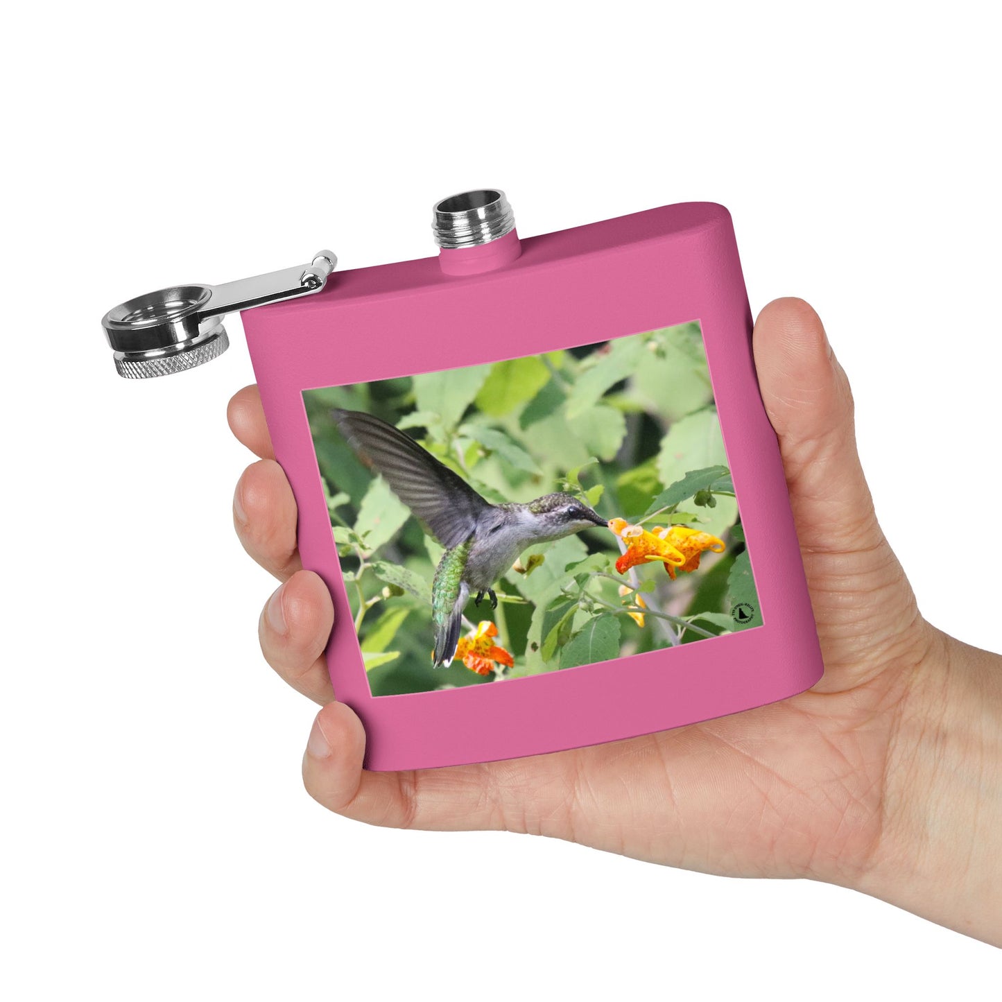 Hummingbird Photo Stainless Steel Flask — 6oz Portable Liquor Hip Flask