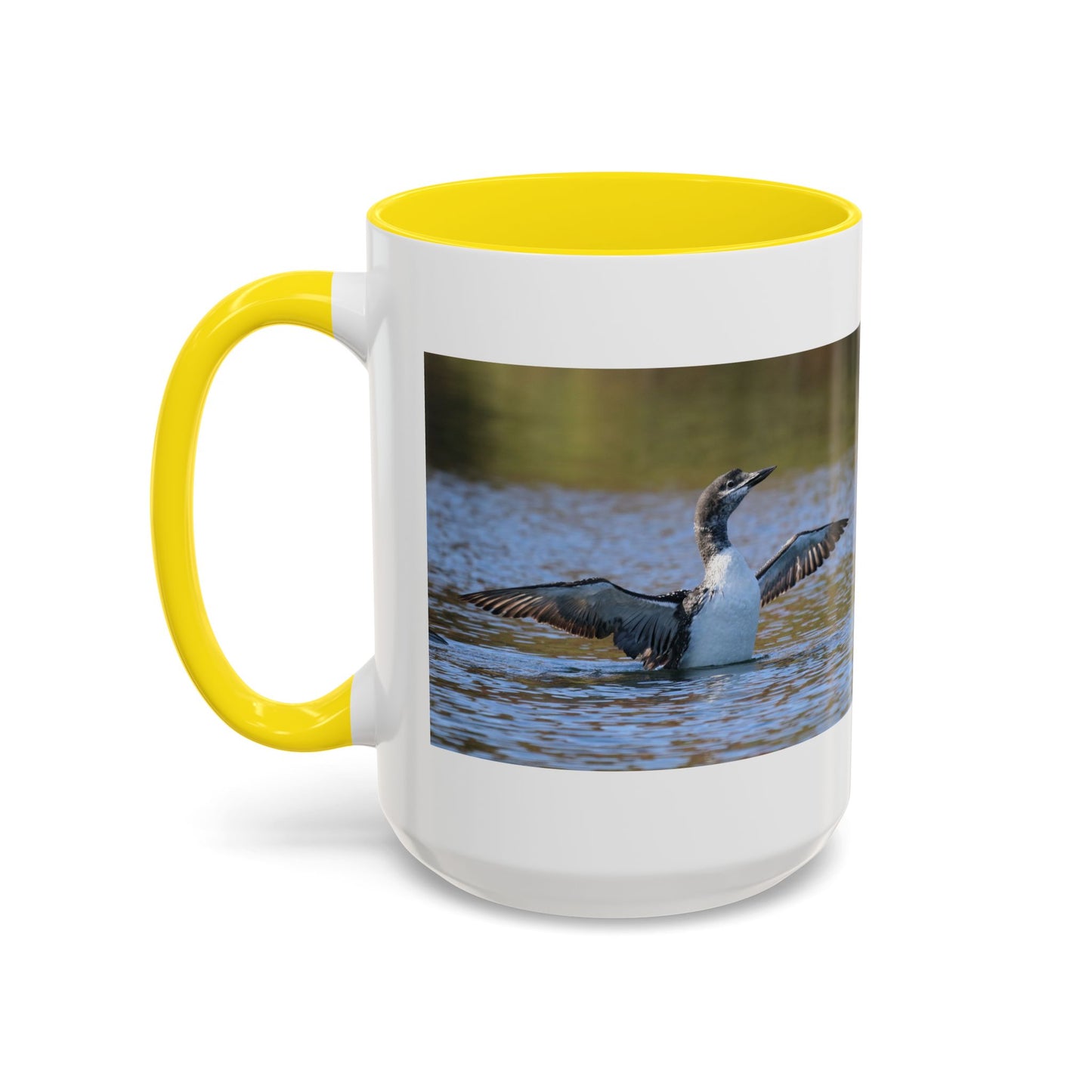 Loons in Flight Accent Coffee Mug — Wildlife Bird Photography Drinkware