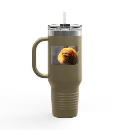 40oz Insulated Travel Mug with Cute Golden Pomeranian Photo