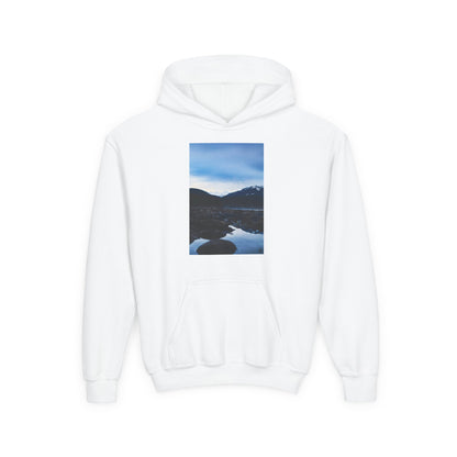 Youth Hoodie with Mountain Lake Photo Print — Nature Landscape Pullover