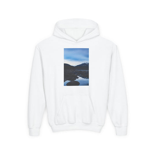 Youth Hoodie with Mountain Lake Photo Print — Nature Landscape Pullover