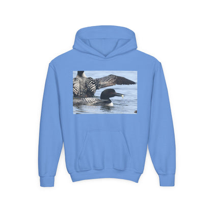Loon Lake Youth Hoodie — Scenic Common Loon Wildlife Photo