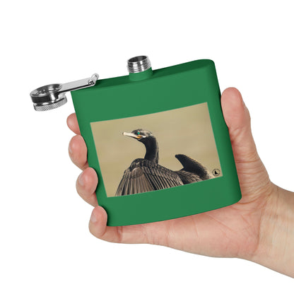 Cormorant Photo Stainless Steel Flask – 6oz Pocket Hip Flask for Birdwatchers & Outdoor Lovers