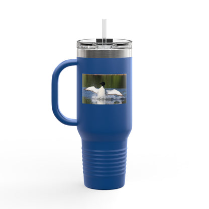 40oz Insulated Travel Mug with Scenic Loon Photo — Double-Wall Stainless Tumbler for Outdoors & Commuting