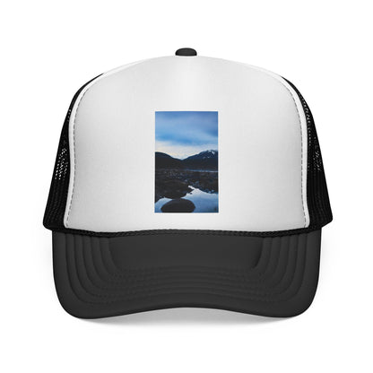 Mountain Lake Trucker Hat — Scenic Nature Photo Cap