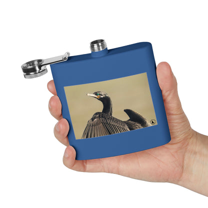 Cormorant Photo Stainless Steel Flask – 6oz Pocket Hip Flask for Birdwatchers & Outdoor Lovers