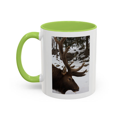 Elk in Snow Accent Coffee Mug — Nature Wildlife Photo Mug (11/15oz)