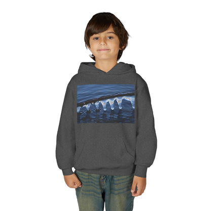 Ocean Wave Ice Photo Hoodie — Youth Nautical Winter Sweatshirt