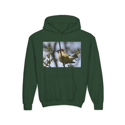 Cedar Waxwing Bird Hoodie | Youth Hooded Sweatshirt