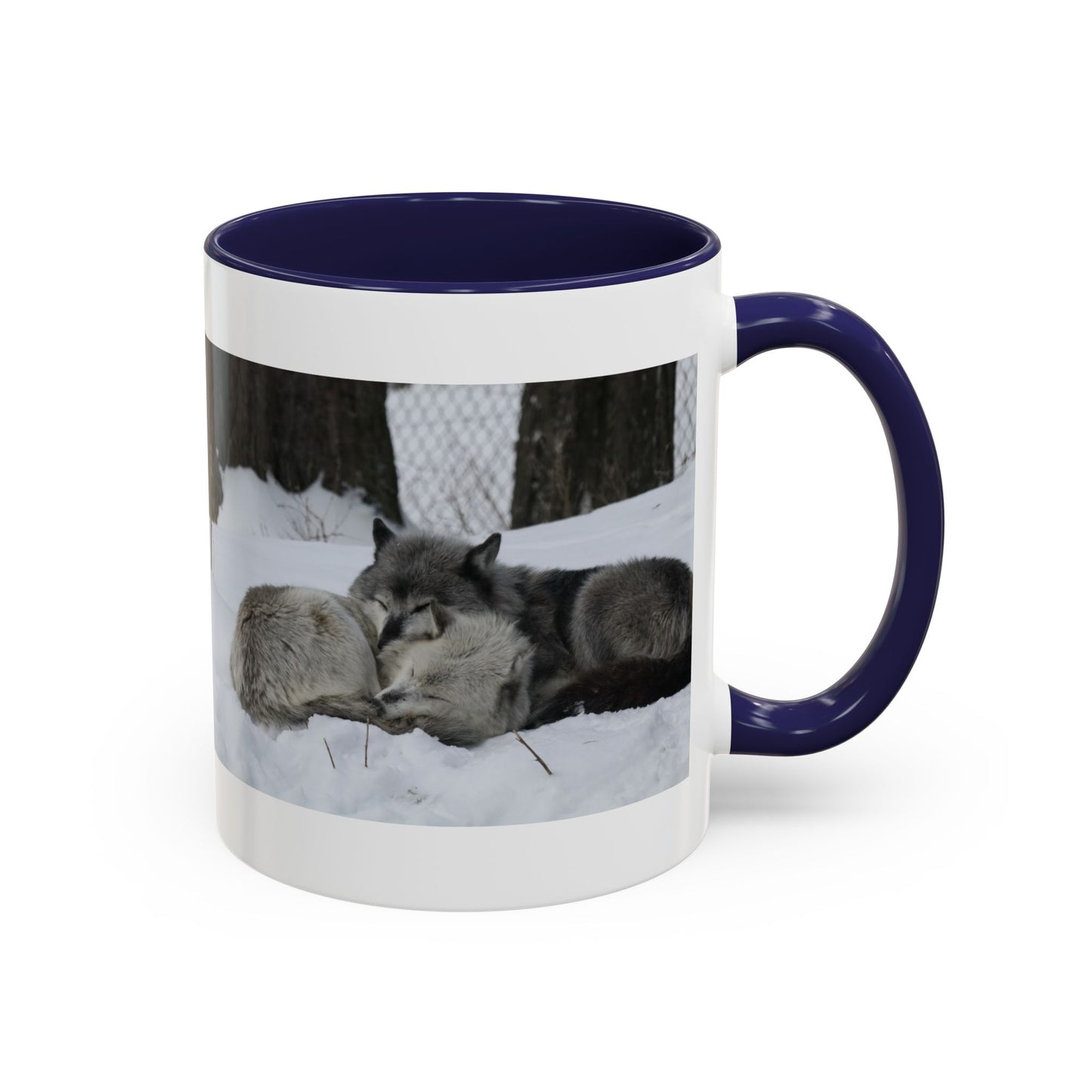 Wolf Pair Accent Coffee Mug – Winter Wildlife Photo Mug (11/15 oz)