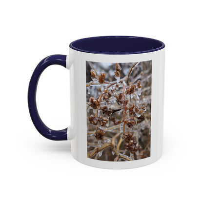 Ice-Coated Berries Accent Coffee Mug (11/15 oz) — Winter Nature Photo