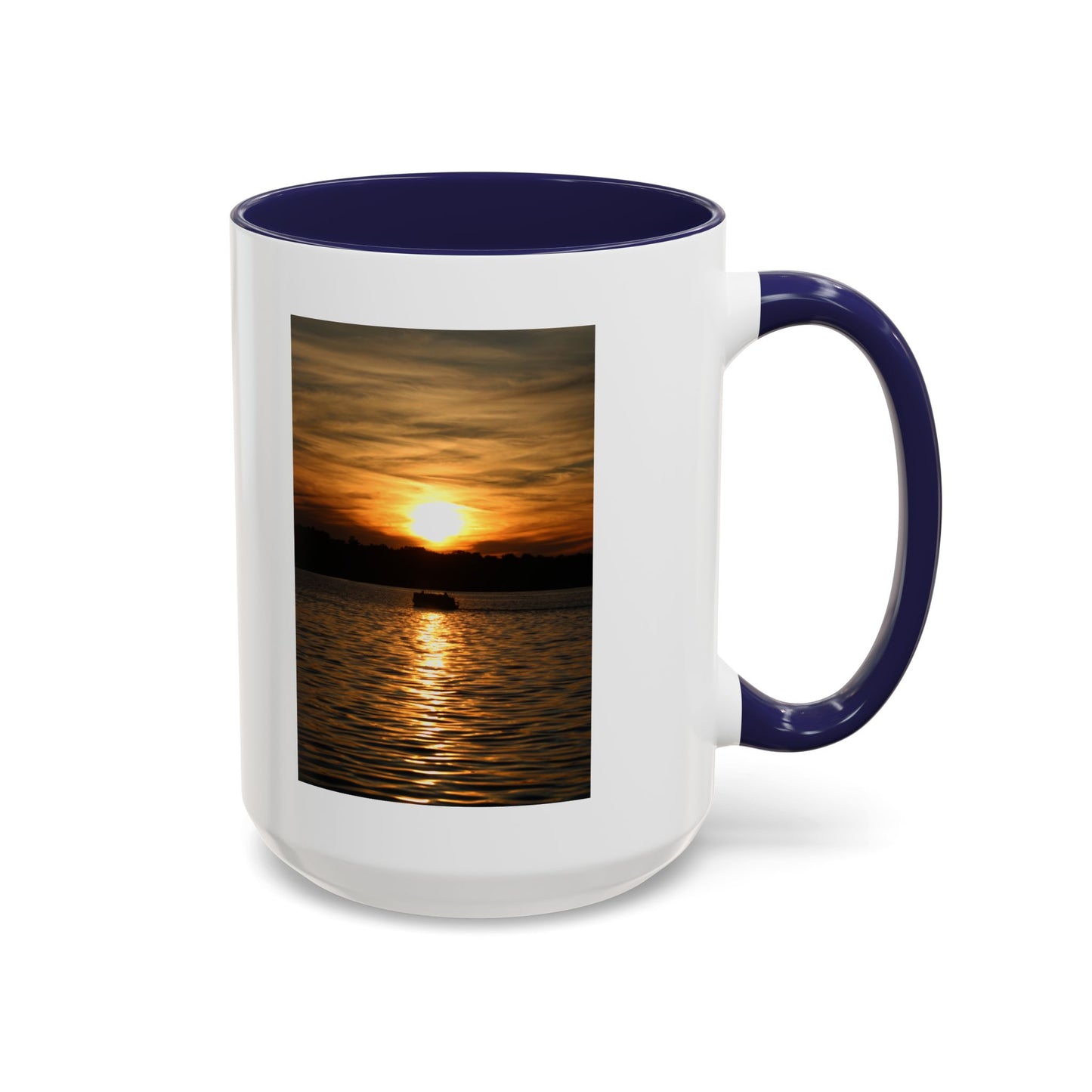 Sunset Lake Photo Accent Coffee Mug — Golden Sunset Reflection (11/15oz)