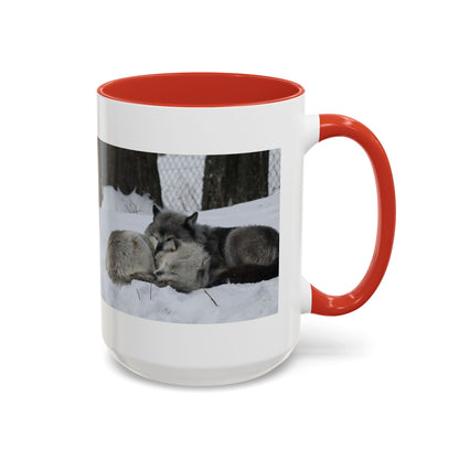Wolf Pair Accent Coffee Mug – Winter Wildlife Photo Mug (11/15 oz)