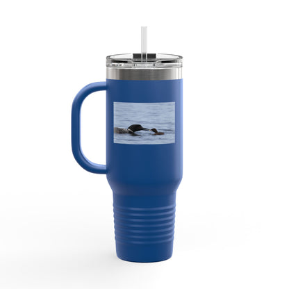 40oz Insulated Travel Mug with Sea Otter Photo – Large Stainless Tumbler for Commuting & Outdoor Adventures