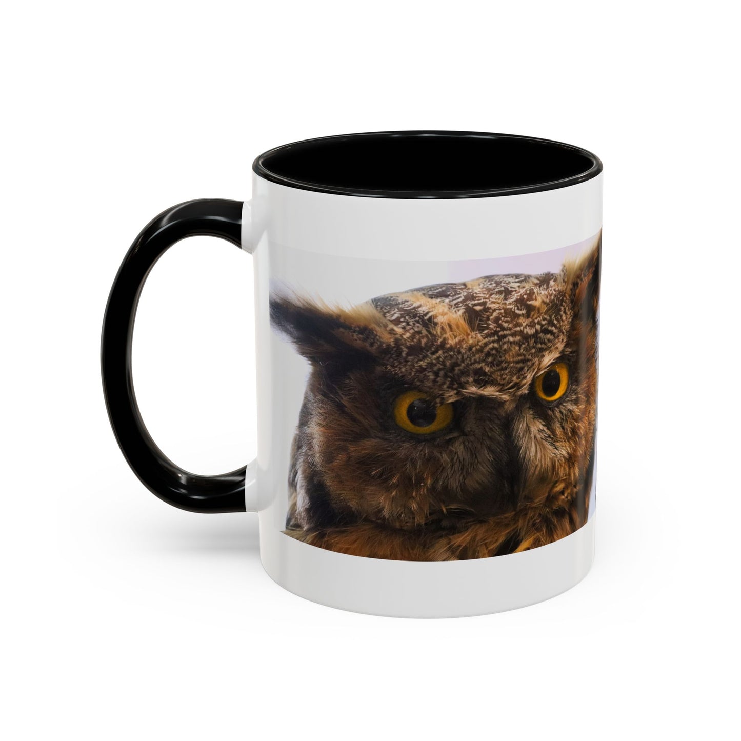 Owl Accent Coffee Mug – Realistic Great Horned Owl Photo (11/15 oz)