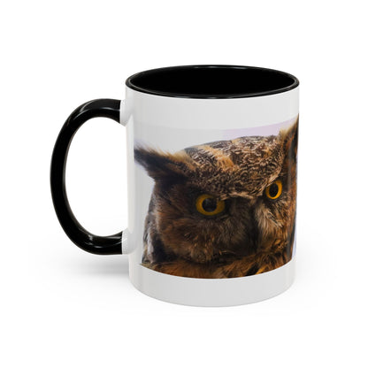 Owl Accent Coffee Mug – Realistic Great Horned Owl Photo (11/15 oz)