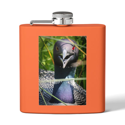 Loon Photo Stainless Steel Flask – 6oz Nature Wildlife Hip Flask
