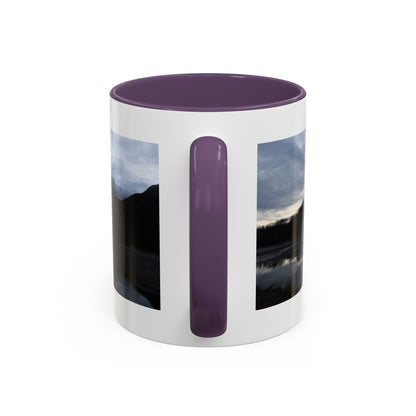 Scenic Mountain Lake Accent Coffee Mug — Moody Sunset Reflection (11oz & 15oz)