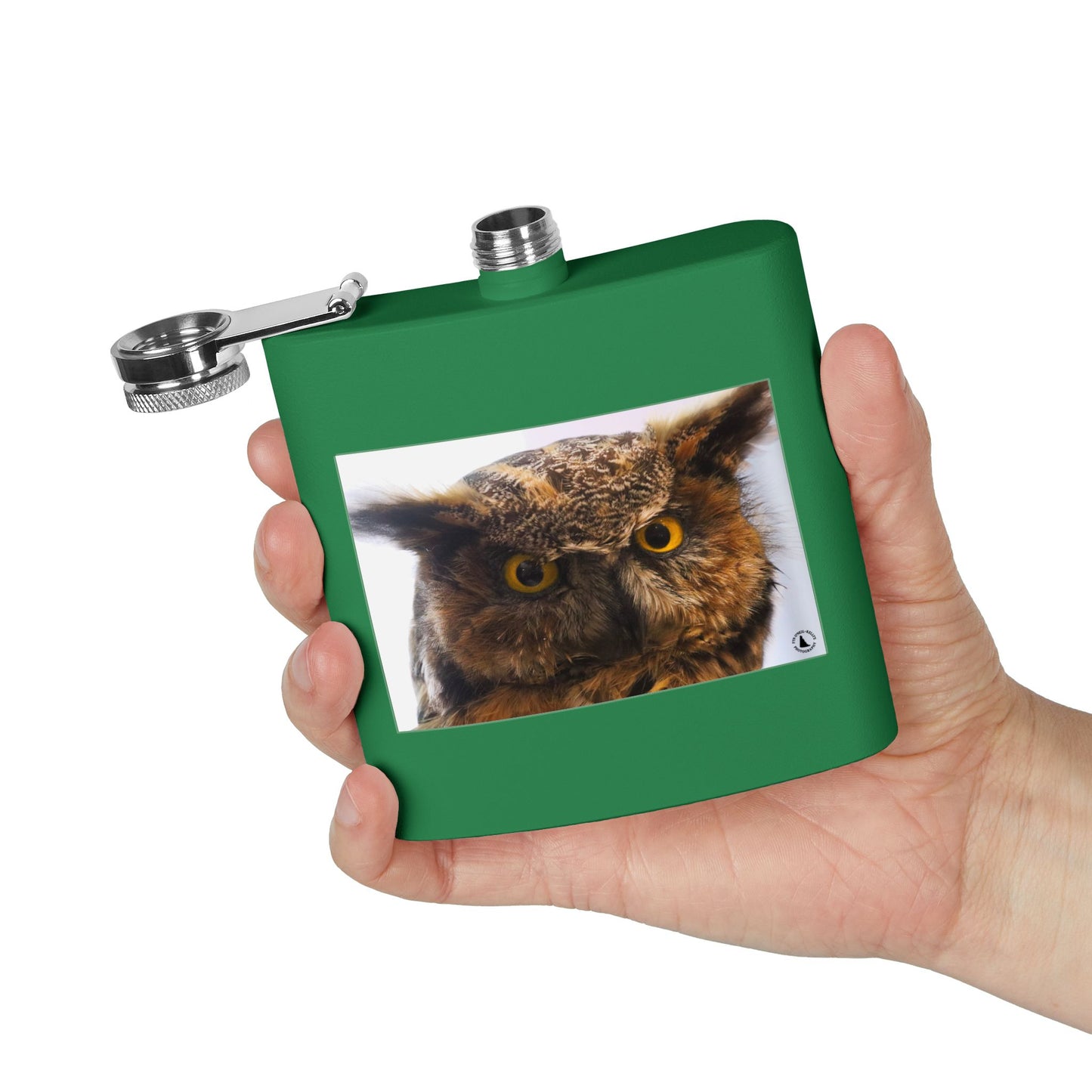 Owl Portrait Stainless Steel Flask — 6oz Wildlife Gift