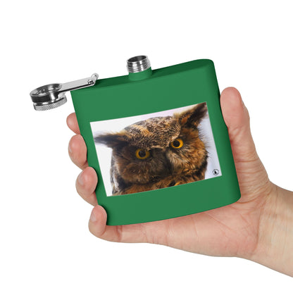 Owl Portrait Stainless Steel Flask — 6oz Wildlife Gift