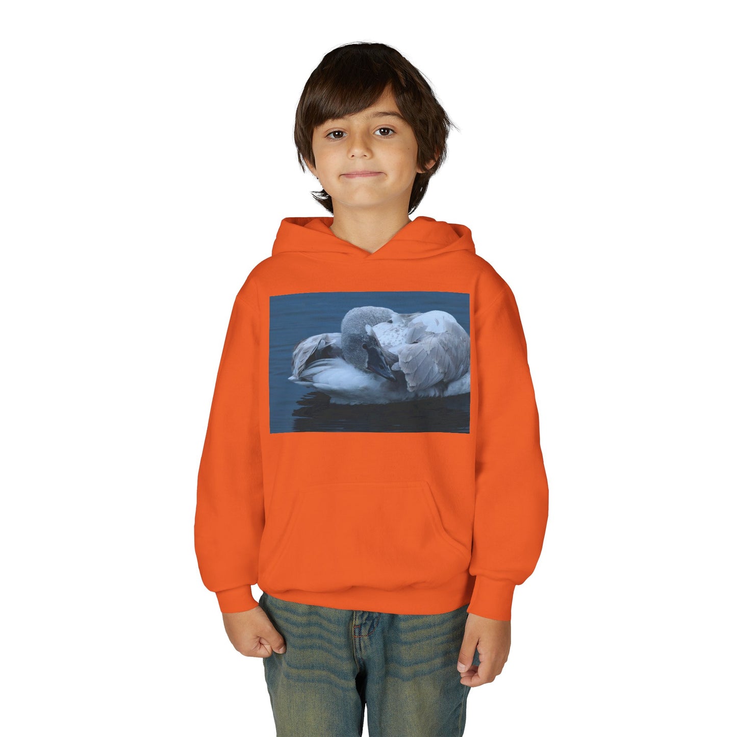 Youth Hoodie with Sleeping Swan Photo — Cozy Wildlife Sweatshirt