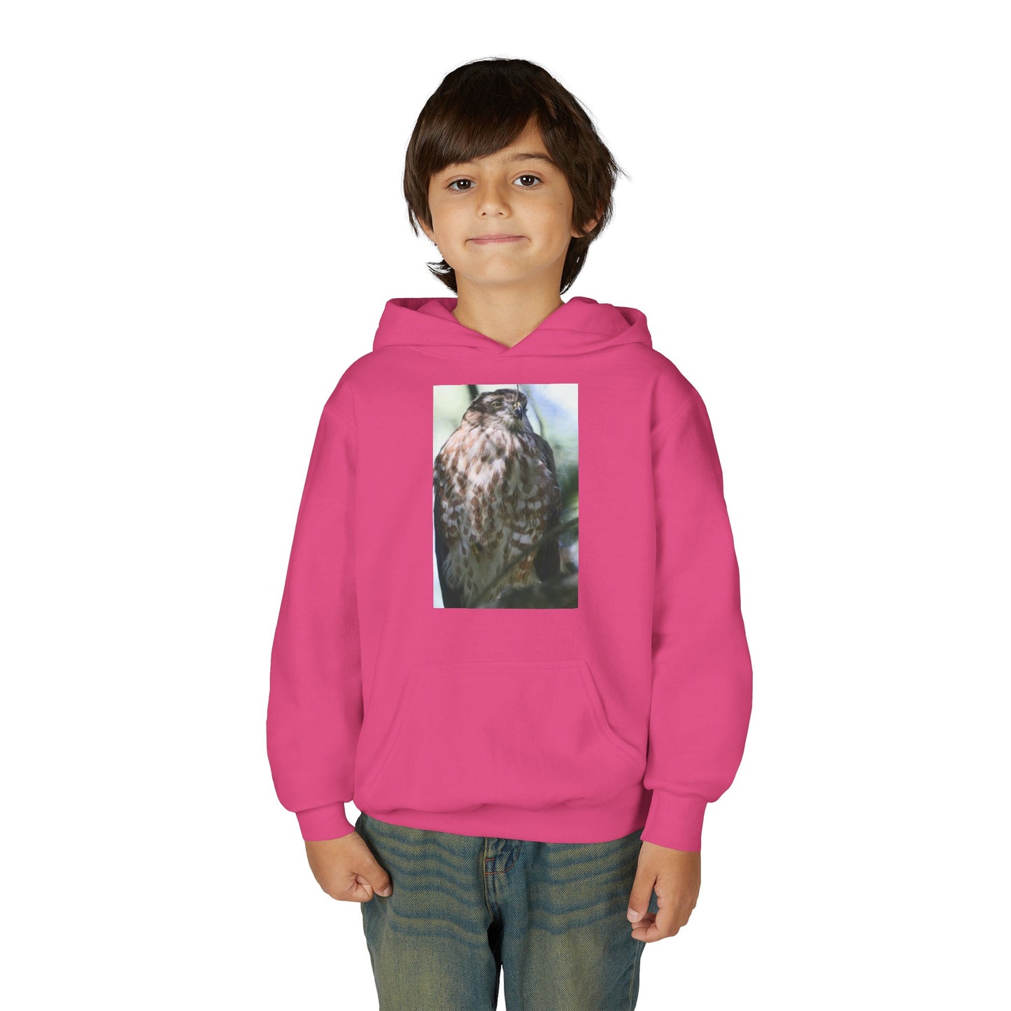 Youth Owl Hoodie – Photoreal Hawk Owl Print Kids' Hooded Sweatshirt