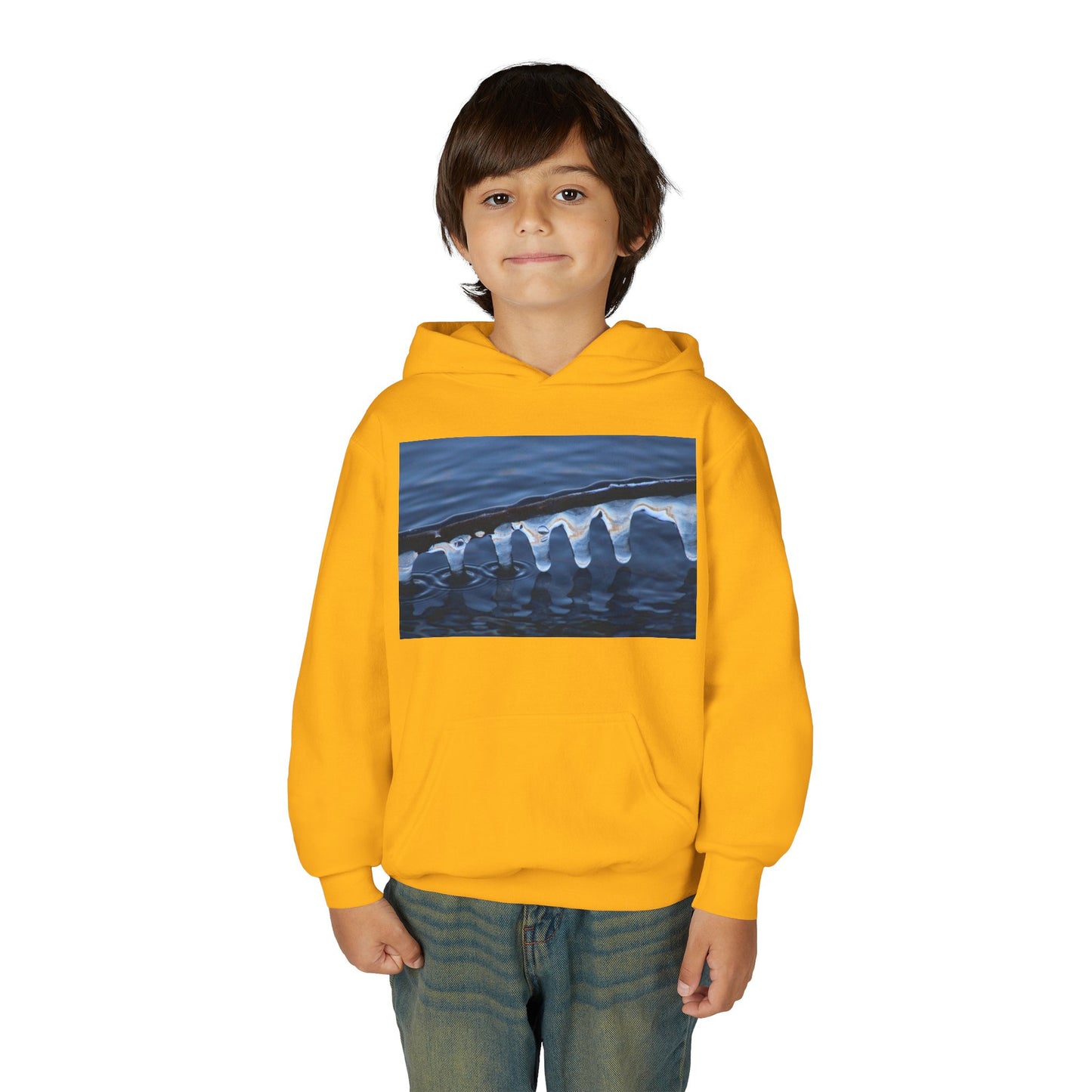 Ocean Wave Ice Photo Hoodie — Youth Nautical Winter Sweatshirt