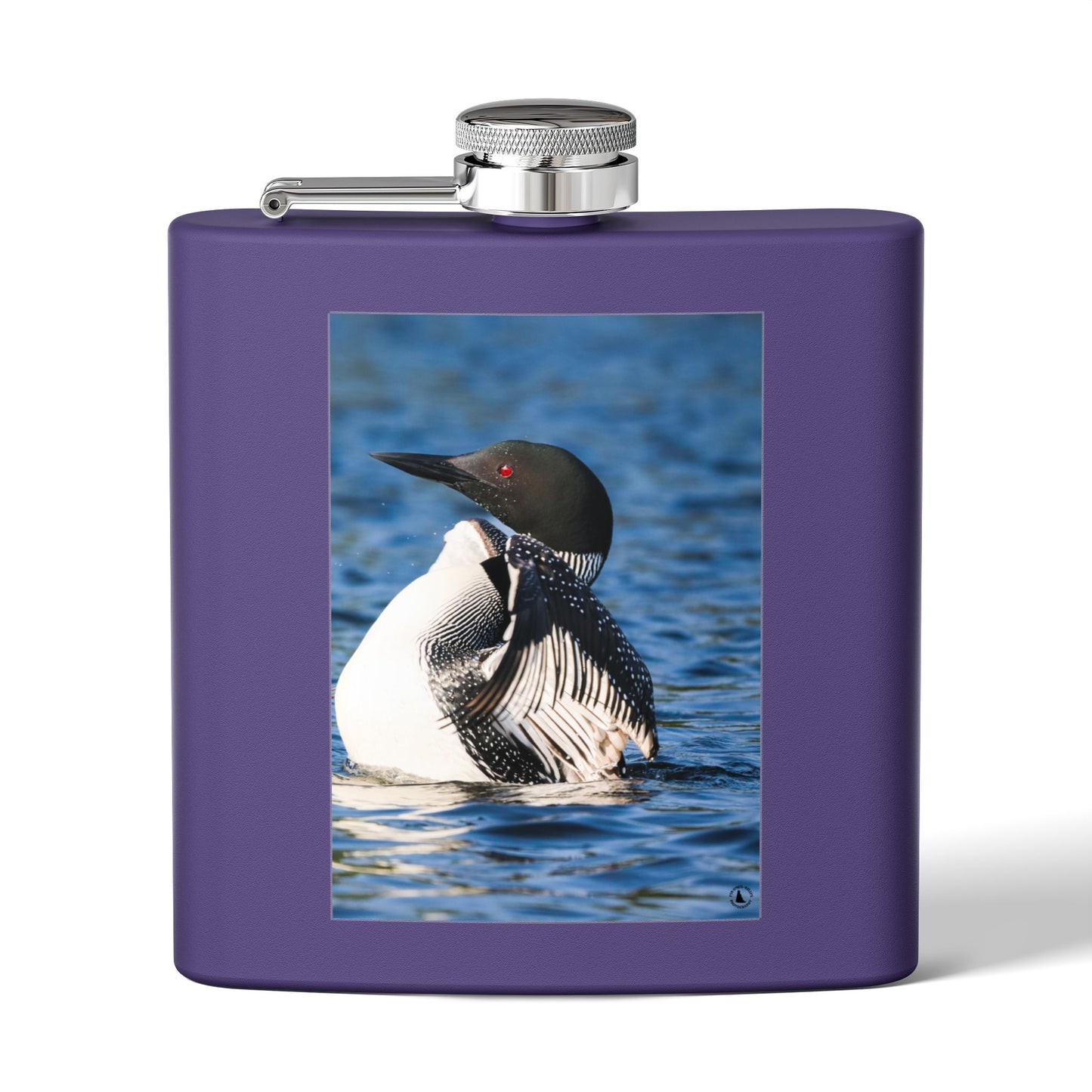 Loon Photo Stainless Steel Flask — 6oz Wildlife Waterfowl Hip Flask