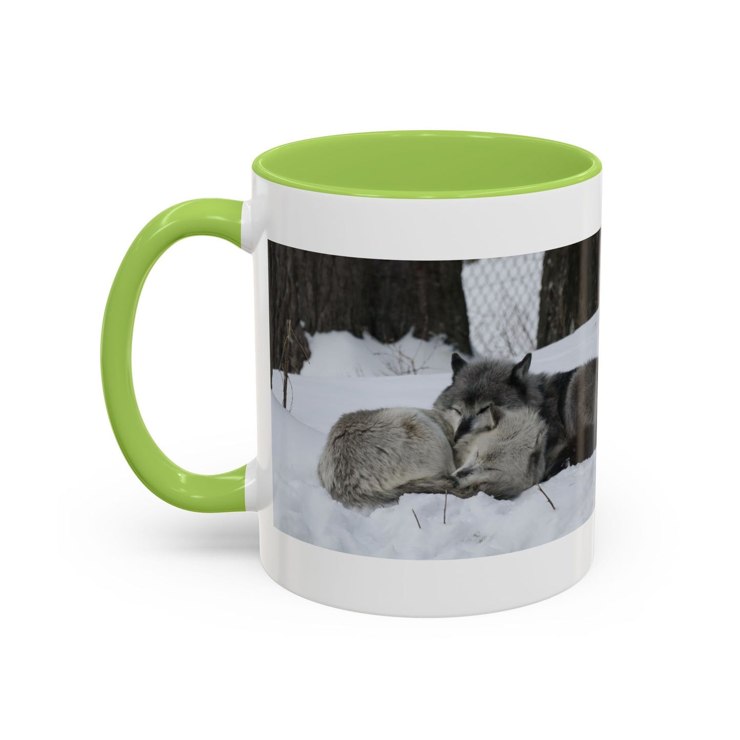 Wolf Pair Accent Coffee Mug – Winter Wildlife Photo Mug (11/15 oz)