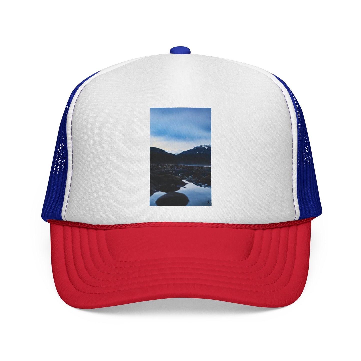Mountain Lake Trucker Hat — Scenic Nature Photo Cap