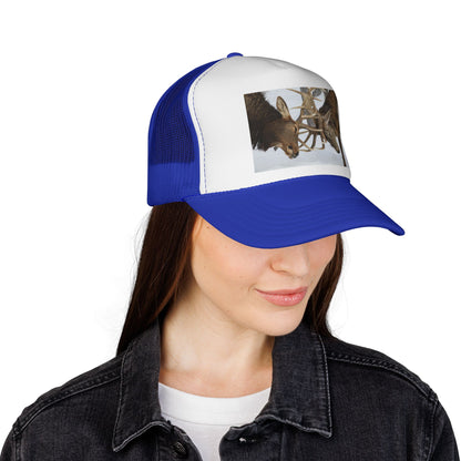 Bull Elk Wrestling Trucker Cap — Wildlife Hunting Nature Hat