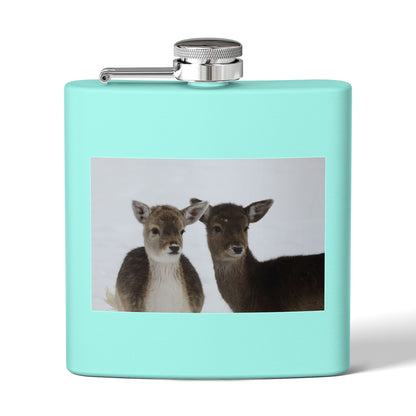 Deer Duo Stainless Steel Flask – 6oz Wildlife Pocket Hip Flask