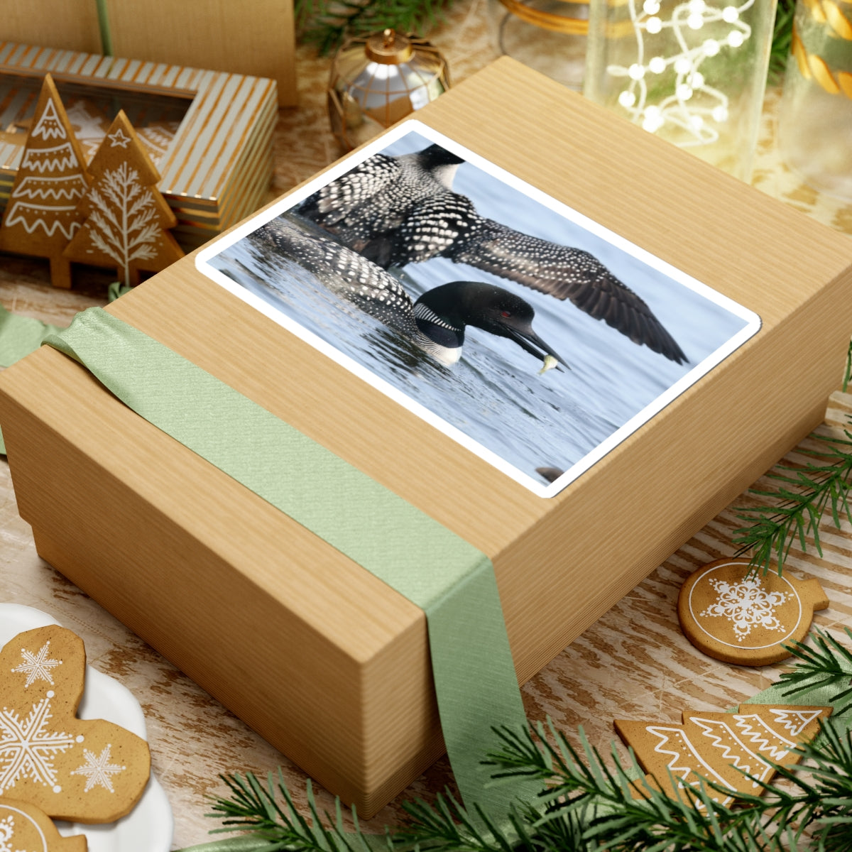 Common Loon Kiss-Cut Sticker — Realistic Waterfowl Photo Decal for Laptops, Water Bottles & Nature Lovers