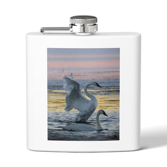 Swan Sunset Stainless Steel Flask — 6oz Travel Hip Flask