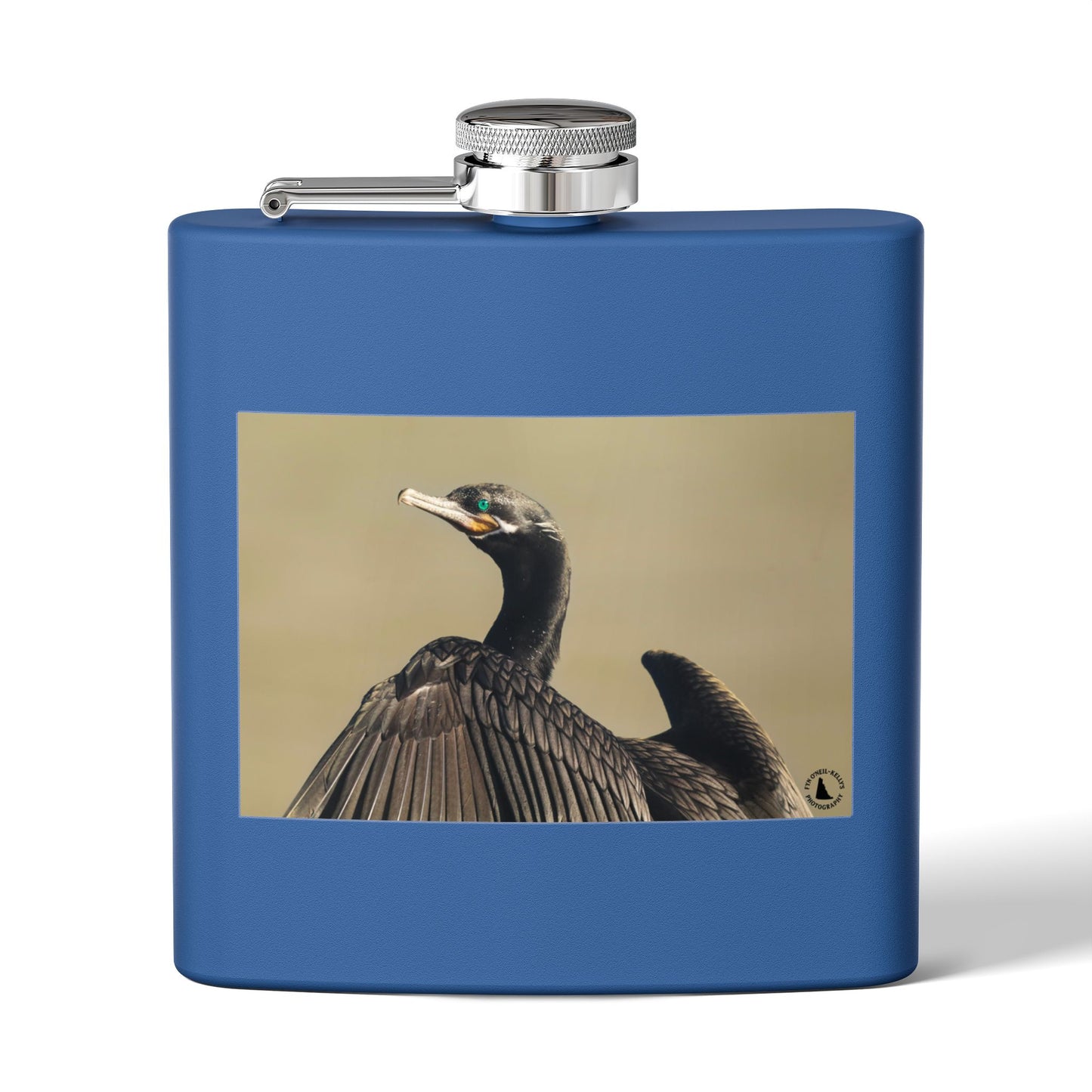 Cormorant Photo Stainless Steel Flask – 6oz Pocket Hip Flask for Birdwatchers & Outdoor Lovers