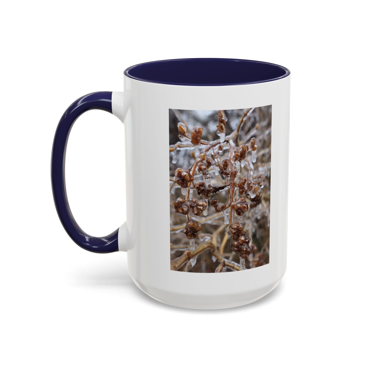 Ice-Coated Berries Accent Coffee Mug (11/15 oz) — Winter Nature Photo