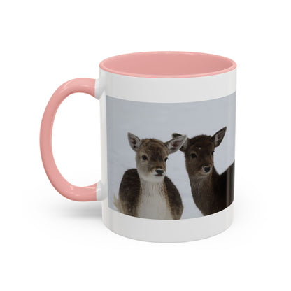 Deer Pair Accent Coffee Mug — Cute Winter Wildlife Ceramic Mug (11/15oz)