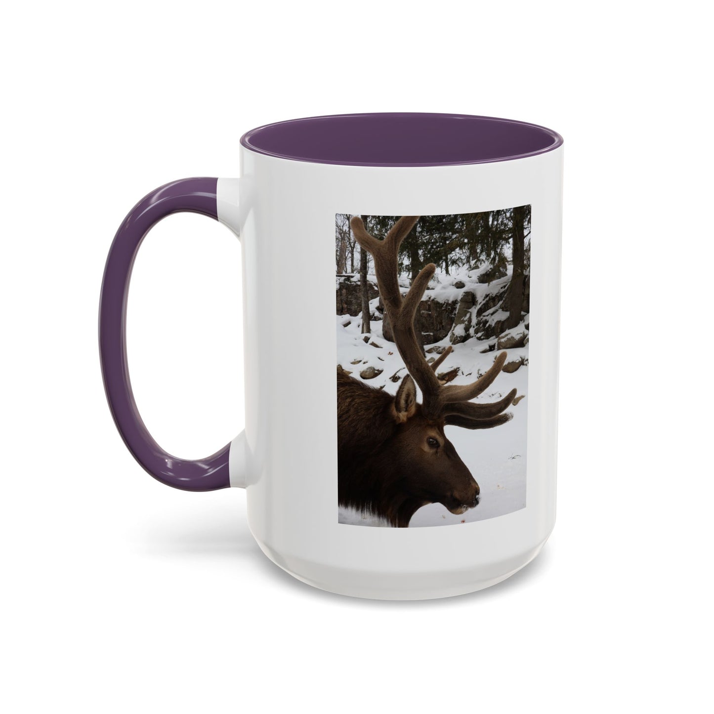 Elk in Snow Accent Coffee Mug — Nature Wildlife Photo Mug (11/15oz)
