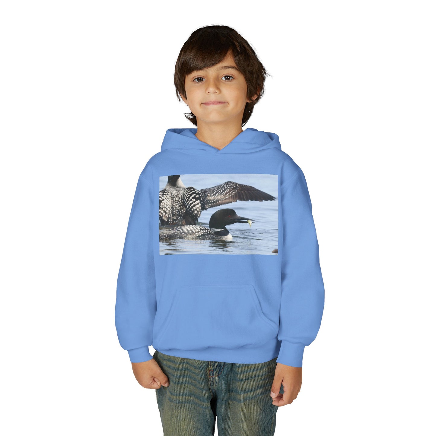 Loon Lake Youth Hoodie — Scenic Common Loon Wildlife Photo