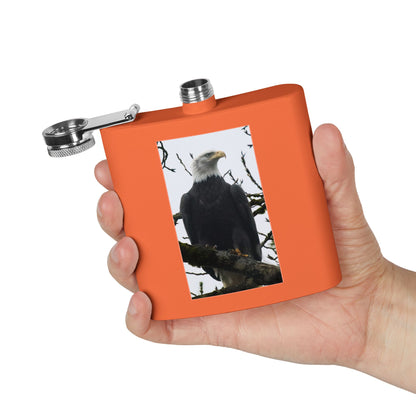 Eagle Photo Flask – 6oz Stainless Steel Hip Flask, Patriotic Wildlife Gift
