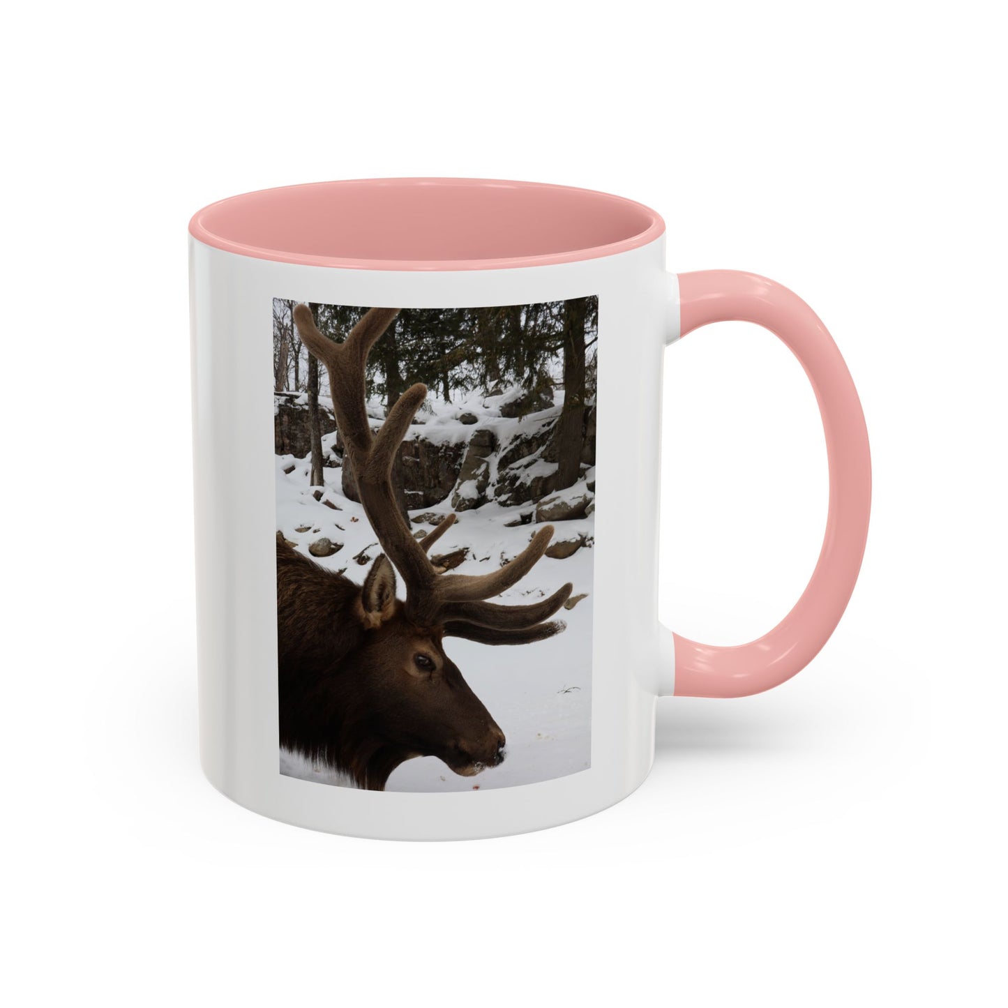 Elk in Snow Accent Coffee Mug — Nature Wildlife Photo Mug (11/15oz)