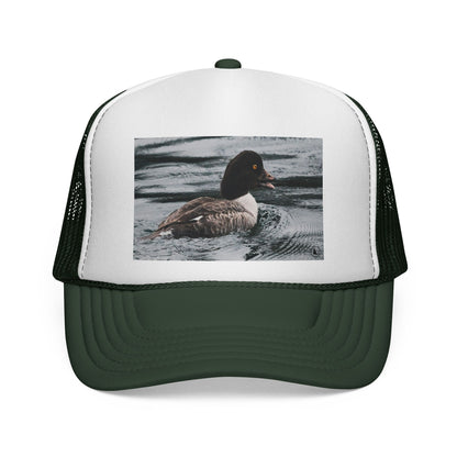 Duck Photo Trucker Hat — Rustic Wildlife Cap for Hunters & Nature Lovers