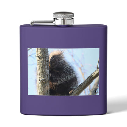 Porcupine Photo Stainless Steel Flask — 6oz Wildlife Hip Flask