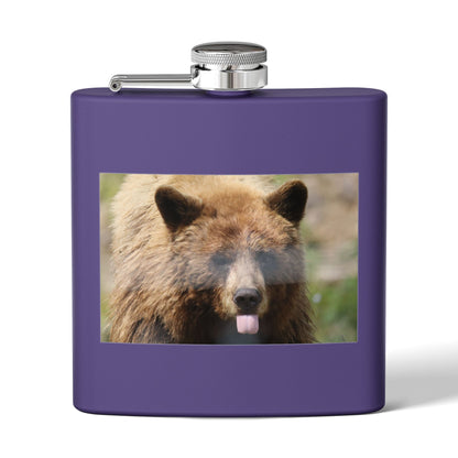 Bear Face 6oz Stainless Steel Flask — Funny Woodland Animal Hip Flask